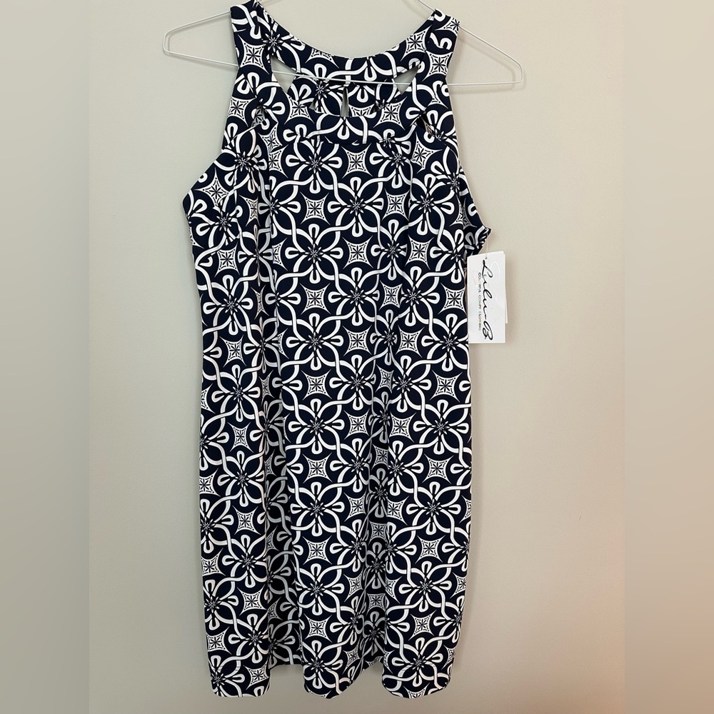 NWT Lulu-B boutique navy print dress. Women’s size large